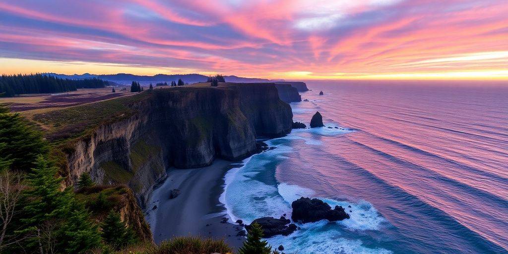 Coastal cliffs and waves at Olympic National Park.