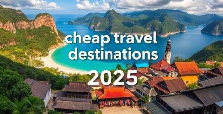 Vibrant landscape featuring scenic beaches, lush mountains, and quaint villages, embodying diverse global cultures,