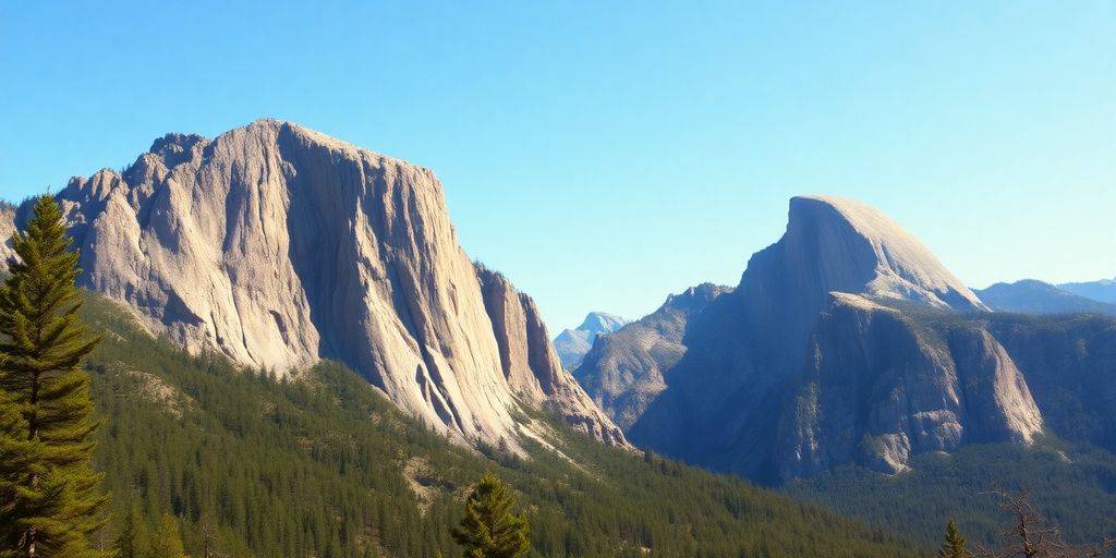 Yosemite National Park with granite cliffs and lush forests.