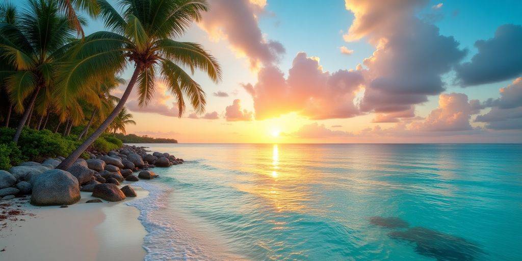 Beautiful sunset over the clear waters of Middle Keys.