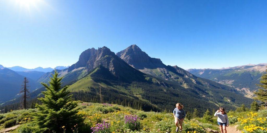 Children exploring Rocky Mountain National Park's scenic landscape.